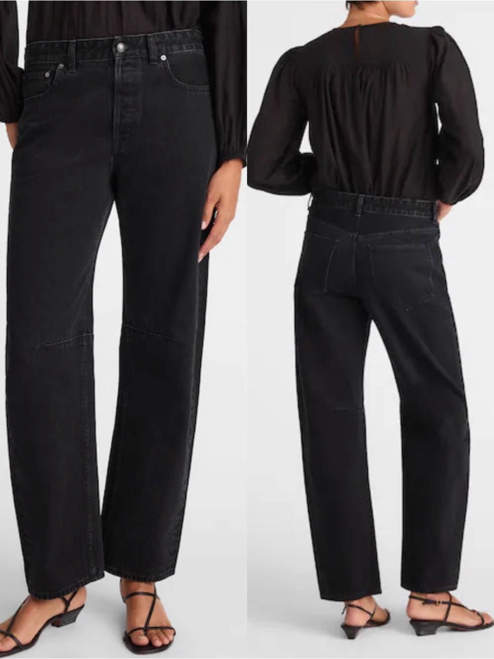Madewell The Darted Barrel-Leg Jean Washed Black Rigid Denim High Rise
